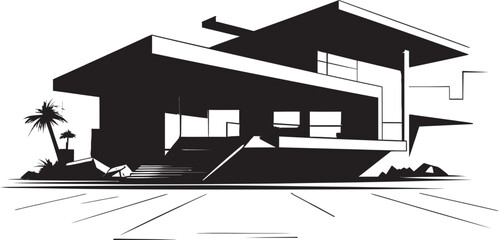Trendy Home Mark Stylish House Design in Vector Sophisticated Living Icon Modern House Idea Vector Logo
