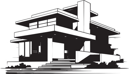 Chic Habitat Mark Modern House Design Vector Logo Elegant Residential Symbol Stylish House Idea Vector Icon