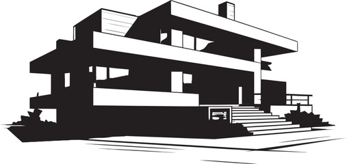 Fashionable Abode Emblem Modern House Design Vector Icon Trendy Home Mark Stylish House Design in Vector