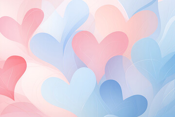 Soft pink and blue swirls forming a heart in abstract art. Valentine's day