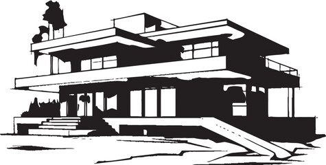 Obraz premium Trendy Habitat Mark Modern House Design Vector Logo Elegant Living Symbol Stylish House Idea Vector Icon