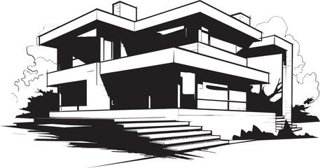 Trendsetting Habitat Stylish House Design Vector Logo Sophisticated Living Symbol Modern House Idea Vector Icon