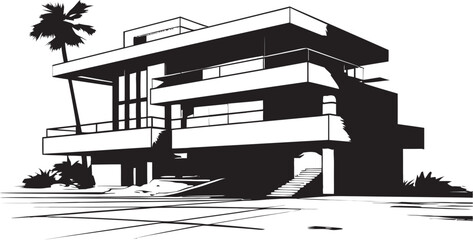 Sleek Dwelling Emblem Modern House Design in Vector Vogue Home Icon Stylish House Idea Vector Logo