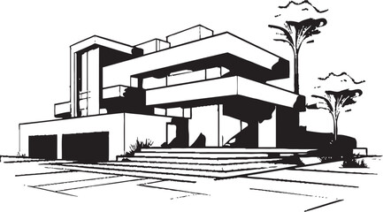 Urban Elegance Modern House Design Vector Emblem Trendsetting Habitat Stylish House Design Vector Logo