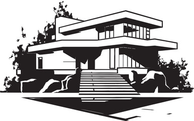 Sleek Dwelling Emblem Modern House Design in Vector Vogue Home Icon Stylish House Idea Vector Logo