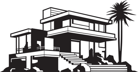 Classy Living Crest Modern House Design Vector Icon Chic Habitat Vision Stylish House Design Vector Emblem