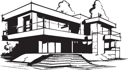 Trendsetting Habitat Stylish House Design Vector Logo Sophisticated Living Symbol Modern House Idea Vector Icon