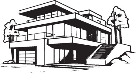Vigorous Homestead Mark Bold House Design in Vector Sturdy Residence Mark Bold House Design Vector Emblem