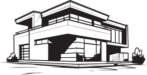 Sturdy Residence Mark Bold House Design Vector Emblem Robust Home Sketch Thick House Icon Design
