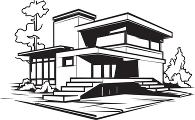 Solid Dwelling Mark Bold House Sketch Vector Emblem Heavyset Habitat Icon Thick House Design Vector Logo