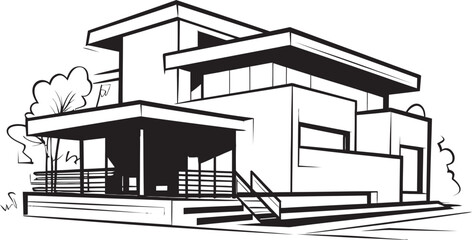 Solid Dwelling Mark Bold House Sketch Vector Emblem Heavyset Habitat Icon Thick House Design Vector Logo
