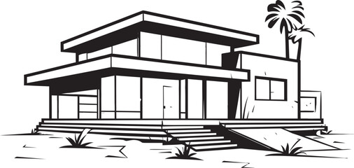 Strong Domicile Symbol Bold House Sketch Vector Logo Powerhouse Abode Emblem Thick House Outline Icon