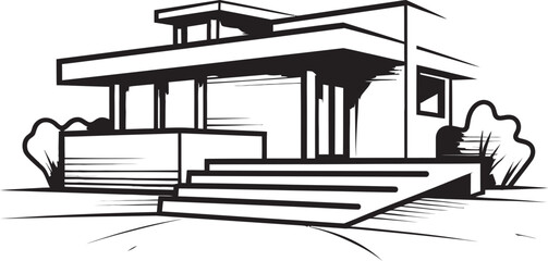 Powerhouse Abode Emblem Thick House Outline Icon Solid Dwelling Mark Bold House Sketch Vector Emblem