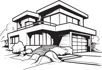 Vigorous Homestead Mark Bold House Design in Vector Sturdy Residence Mark Bold House Design Vector Emblem