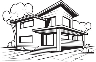 Robust Dwelling Symbol Bold House Sketch in Vector Format Strong Outline Mark Thick House Design in Logo Icon