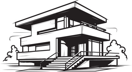 Robust Dwelling Symbol Bold House Sketch in Vector Format Strong Outline Mark Thick House Design in Logo Icon