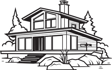 Solid Homestead Symbol Thick House Outline in Vector Logo Stout Dwelling Emblem Bold House Sketch Vector Icon