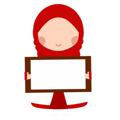Hijab Girl Wearing Red And White Attribute