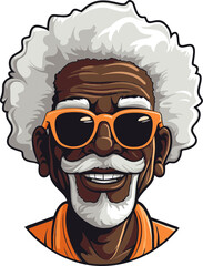 Cool afro old man wearing sunglasses - obrazy, fototapety, plakaty