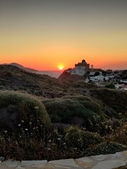 Real landscape on island at Greece during sunset