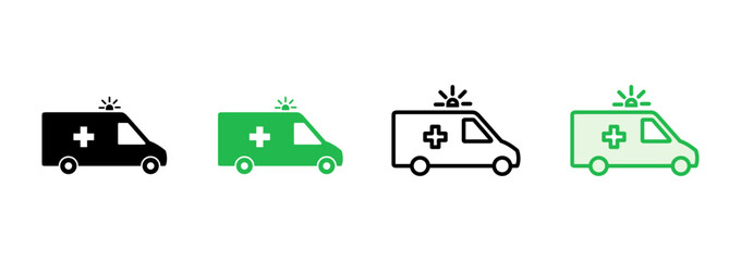 Ambulance icon set. ambulance truck icon vector. ambulance car