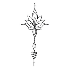 lotus with unalome tatto vector
