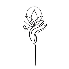 lotus with unalome tatto vector