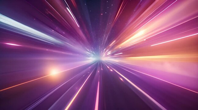 Abstract space lightspeed background of Flying through Multicolored tunnel, space travel