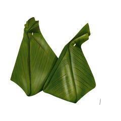  Illustration of food wrapped in young banana leaves