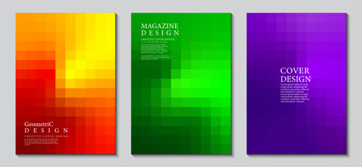 Cover design with abstract background. Gradient design modern pixels geometric square shape. Ideas for magazines, posters and brochures. Vector Illustrator EPS.