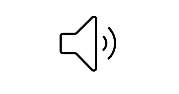 Flat outlined megaphone icon or symbol animated. Loop animation of Alert or announcement icon. Horn icon. Loudspeaker motion design on white background.