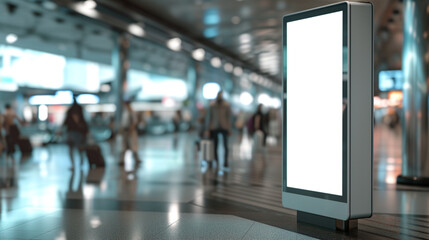 Airport with Mock up billboard for product advertisement. Created using generative AI.