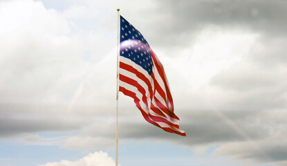 american flag against sky