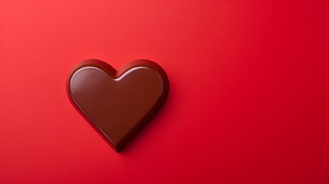 chocolate heart on red background top view free photo for commercial use