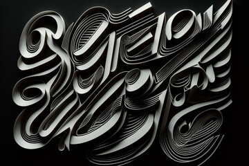 Top view of text and digital lines. Generative AI