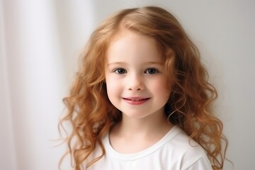 Portrait of a cute young girl on a light background.