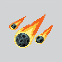 Pixel art illustration Meteor. Pixelated Meteor. Space Comet Meteor pixelated for the pixel art game and icon for website and video game. old school retro.  © Collaborapix