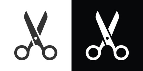 scissors isolated on white and black background - obrazy, fototapety, plakaty