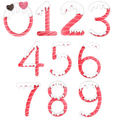 Set of hand drawn number’s pink 