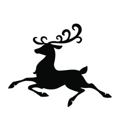 Christmas reindeer silhouette vector cartoon illustration