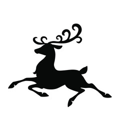 Obraz premium Christmas reindeer silhouette vector cartoon illustration