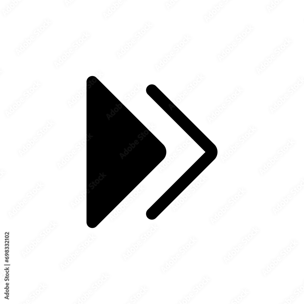 Poster fast player icon, fast forward circle with two arrows icon . web vector icon