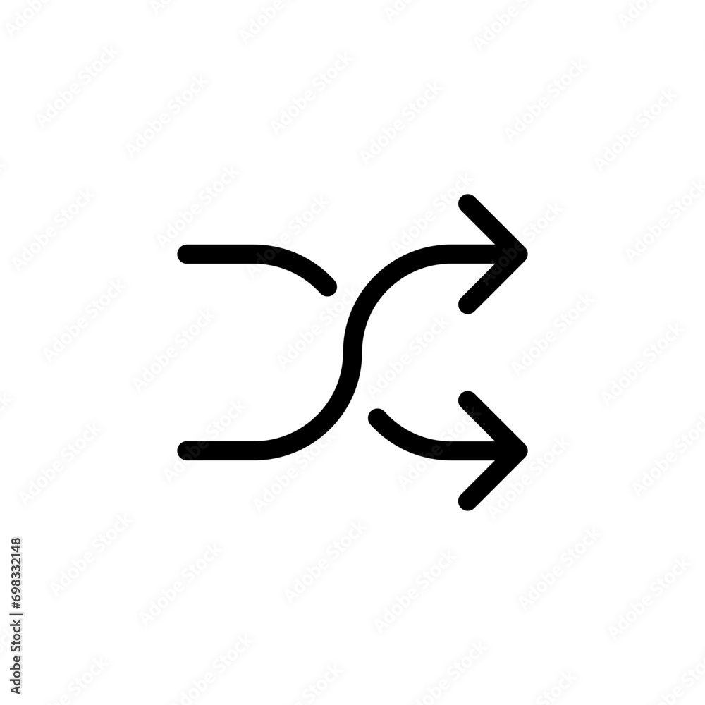 Poster random shuffle icon with two arrow. andomize randomize playlist icons. web vector icon