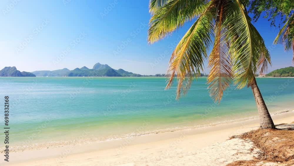 Wall mural beach and coconut palm trees. prachuap khiri khan, thailand