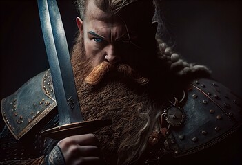 viking with a sword. Generative AI