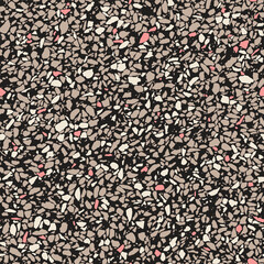 Vector brown and pink terrazzo flooring seamless pattern background, Modern minimalistic floor tile for interior decoration.