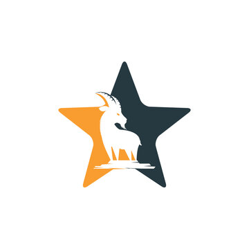 Goat And Star Logo Template Design. Mountain goat vector logo design.