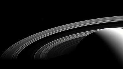 A detailed image of Saturns rings and moons taken from a passing spacecraft.