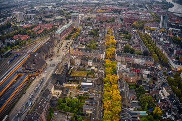 Aerial View of Maastricht, Netherlands during Autumn Colors in October