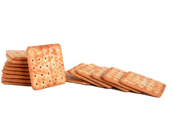 salt water cracker salty cracker unhealthy food isolated on white background with space for text